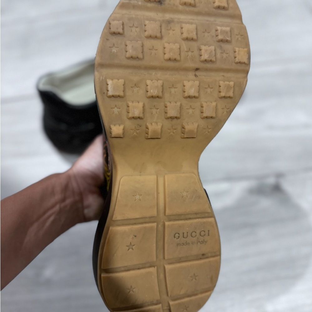 Gucci Rhyton Rainbow Logo Sneakers Black Leather Size 10 – Rare - Picture 3 of 6